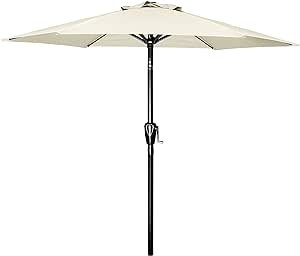 YSSOA 7.5' Patio Umbrella Outdoor Table Market Yard Umbrella with 6 Sturdy Ribs, Beige