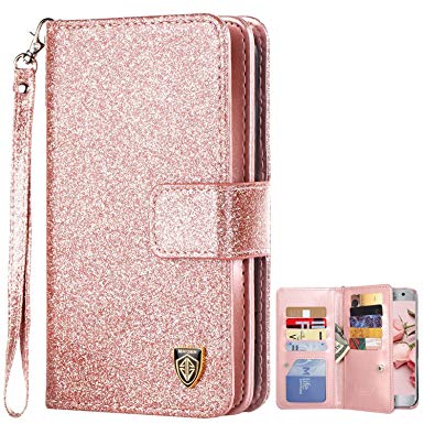 Galaxy S7 Case, S7 Wallet Case, BENTOBEN Folio Flip Faux Leather Wallet Case Credit Card Slots Cash Holder Wristlet Cover Magnetic Snap Closure Protective Case for Samsung Galaxy S7, Rose Gold/Pink