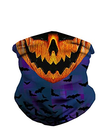 INTO THE AM Scary Halloween Seamless Face Mask Bandanas for Dust, Music Festivals, Raves, Riding, Outdoors - Choose from Many Designs