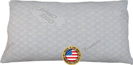 CozyCloud Bamboo Shredded Memory Foam Pillow - All USA Made Foam and Cover - 100 Satisfaction Guarantee - Cozy Like Down With Support That Never Goes Flat King