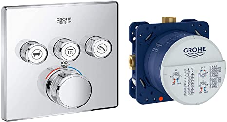 Grohe 29142000 Grohtherm Smart Thermostatic Trim With Control Module, Starlight Chrome with Rough Valve (With Rough Valve)