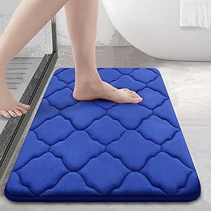 OLANLY Memory Foam Bath Mat Rug 24x16, Ultra Soft Non Slip and Absorbent Bathroom Rug, Machine Wash Dry, Comfortable, Thick Bath Rug Carpet for Bathroom Floor, Tub and Shower, Royal Blue