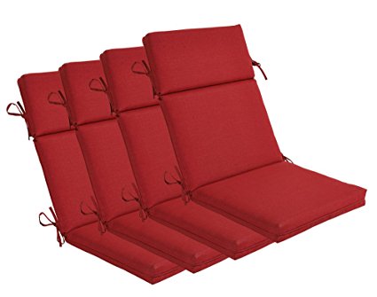 Bossima Indoor/Outdoor Rust Red High Back Chair Cushion, Set of 4,Spring/Summer Seasonal Replacement Cushions.