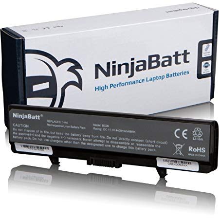 NinjaBatt Laptop Battery for Dell Inspiron 1440 1440N 1750 1750N 0F972N 0G558N 312-0940 - High Performance [6 Cells/4400mAh/49wh]