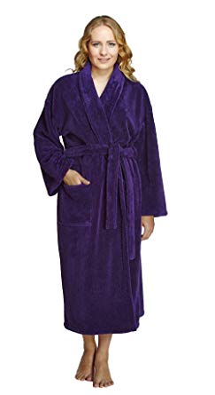 Arus Women's Shawl Fleece Bathrobe Turkish Soft Plush Robe