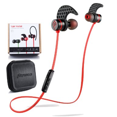 Bluetooth Headphones Parasom A1 V41 Wireless Magnetic Stereo Bluetooth Earphones Sport Headset In-Ear Noise Cancelling Headphone Earbuds for Gym Running -Sweatproof Microphone Blackred