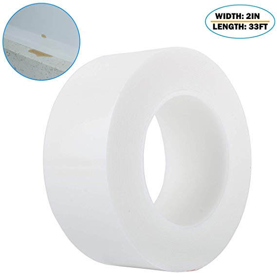 Caulk Strip PMMA Self Adhesive Waterproof Repair Tape for Bathtub Bathroom Shower Toilet Kitchen and Wall Mildew Sealing (49/25 Inch Width x 33Feet Length(White))