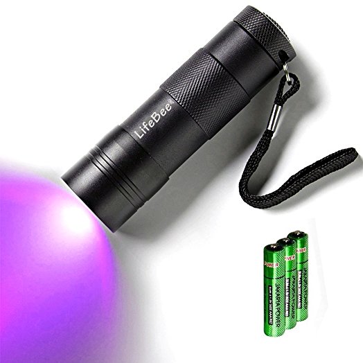 UV Torch LED, Kungix UV Torch Lamps Torches Electronic Ultraviolet Lamp LED Torch for Pet Urine and Stain Detector - Black