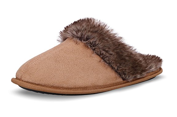 Arctic Paw Unisex Plush Rubber-Soled Faux Suede Sherpa Lined House Slippers