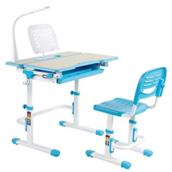 VIVO Deluxe Height Adjustable Children’s Desk & Chair Kids Interactive Work Station Blue (DESK-V402B)