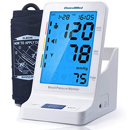 CHOICEMMED Blood Pressure Monitor with Talking Function - Blood Pressure Cuff with Large Display - 9.4"-13.4" BP Monitor Machine - BP Cuff Storage - Blood Pressure Kit with Batteries Included