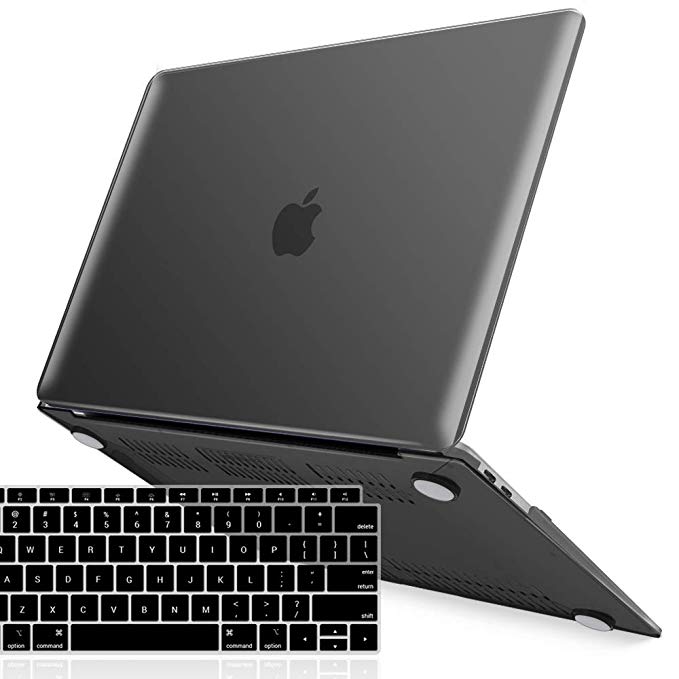 iBenzer MacBook Air 13 Inch Case 2018 Release New Version A1932, Soft Touch Hard Case Shell Cover for Apple MacBook Air 13 Retina with Touch ID with Keyboard Cover, Crystal Black, MMA-T13CYBK 1