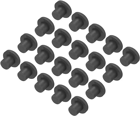 uxcell High Temp Silicone Plug Mount Dia 9mm/0.35 inch T Shaped Solid Rubber Stopper Hole Plugs for Powder Coating Plating Waterproof Plugs Sealing Plugs Black Pack of 20(OD 16mm)