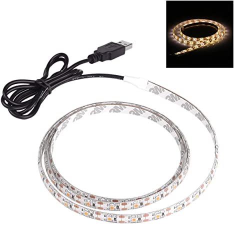 Sunsbell Led Light Strips USB Powered LED Rope Lights Waterproof Flexible SMD 5050 LED Strip Lights (200cm/6.56 ft, Warm White)