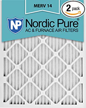 Nordic Pure 20x25x1M14-2 MERV 14 AC Furnace Filter 20x25x1 Pleated Merv 14 AC Furnace Filters Qty 2