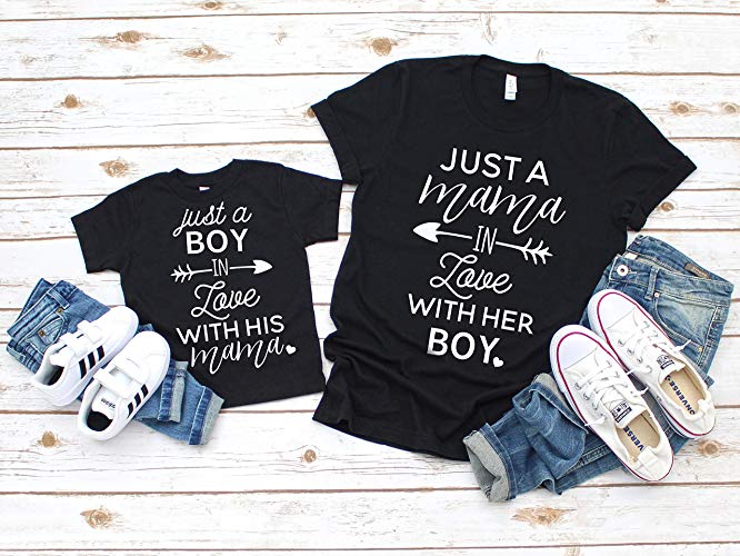 Mommy and Me Shirt Set Mother and Son Matching Shirts Just a Boy in Love with his Mama Shirt Mom Son Matching Shirt Set