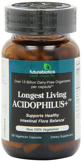 Futurebiotics Longest Living Acidophilus Plus Capsules, 100-Count