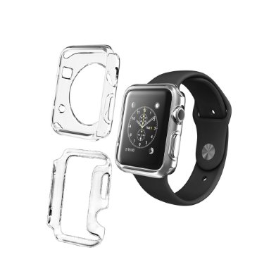 RockBirds C38 Apple Watch Case for 38mm Apple Watch 1x PC Premium Hard Case and 1x Soft Flexible TPU Case (Crystal Clear)