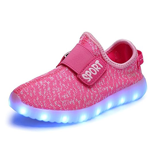 HOFISH Boys Girls Kids 7 Colors LED Light Up Luminous Shoes USB Charge Casual Sneakers