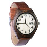 Luno Wear Mens Wood Watch Wood and Genuine Leather The Pine