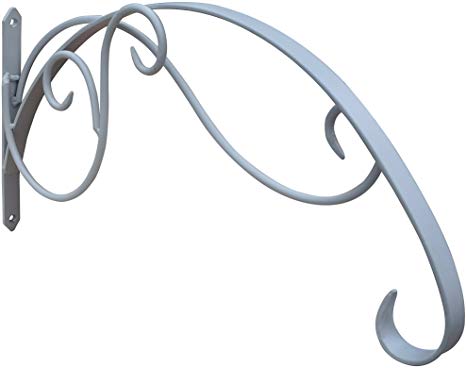 Gray Bunny GB-6879W1 Large Scroll Wall Hook, 23 Inch, White, Steel, for Bird Feeders, Planters, Lanterns, Wind Chimes, and More!