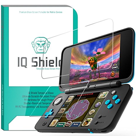 Nintendo 2DS XL Screen Protector (2x Top Glass + 2x Bottom PET), IQ Shield Tempered Ballistic Glass Screen Protector for Nintendo 2DS XL 99.9% Transparent HD and Shatter-Proof Shield