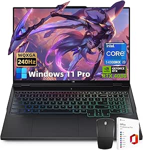 Lenovo Legion Pro 7i(Gen 9) Gaming Laptop - 16" WQXGA 240Hz, Intel 24-Core i9-14900HX, NVIDIA GeForce RTX 4080, 64GB DDR5 RAM, 2TB SSD, RGB Keyboard, Windows 11 Pro & Lifetime Microsoft Office