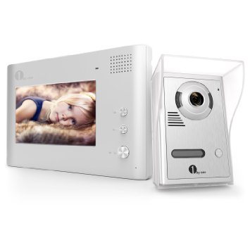 Upgrade Version 1byone 7 Color LCD Wired Video Doorbell Video Intercom Rainproof Door Phone Home Security - 1 Camera  1 Monitor