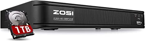 ZOSI H.265  1080p Security DVR 8 Channel with Hard Drive 1TB, Hybrid Capability 4-in-1(Analog/AHD/TVI/CVI) CCTV DVR Reorder for Home Surveillance Cameras,Remote Access, Motion Detection, Alert Push