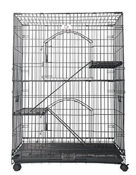 36" or 30" Homey Pet Black Wire Cat, Chinchilla, Ferret Cage w/ Tray and Casters