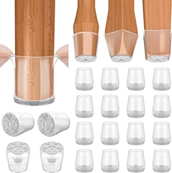 BALEINE 16 Pack Silicone Chair Leg Floor Protectors, Stool Leg Protectors Cap, Non-Slip Chair Leg Caps for Hardwood Floors (Clear & Small, 16 Pack)