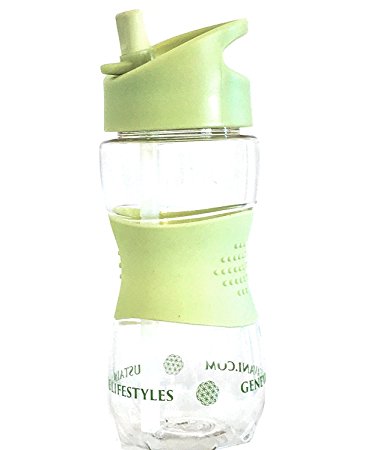 Premium Hygienic Kids Straw Tritan Water Bottle - Anti Mold - BPA Free. Complete with Stainless Steel Straw Cleaning Brush