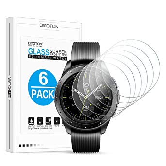 [6 Pack] OMOTON Screen Protector for Samsung Galaxy Watch (42mm) / Gear Sport/Gear S2 - Tempered Glass Screen Protector [Full Coverage] [Bubble Free] [Scratch Resistant]