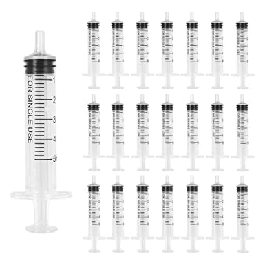 Eathtek 5ml 50 Pack Plastic Syringe with Cap, Multiple Uses Measuring Syringe Tools for Dispensing and Measuring Liquids