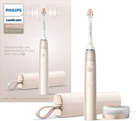 Philips Sonicare prestige 9900, Rechargeable Electric Toothbrush With Senseiq, Champagne, Hx9990/11, 1 Count