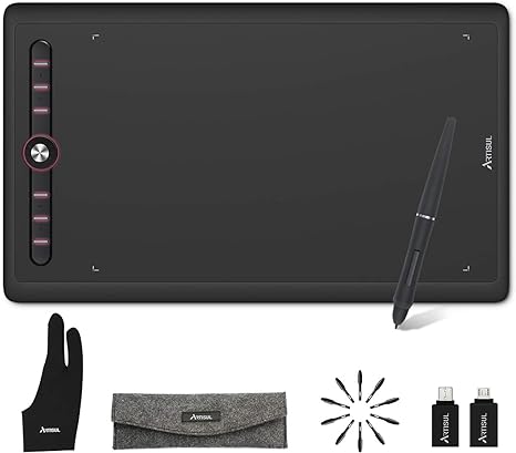 Artisul M0610Pro Grafiktablett 10 x 6 Zoll mit 8192 Druckstufen batterielosem Stift, 8 Tasten, 7 Light, Ideal für HomeOffice, ELearning