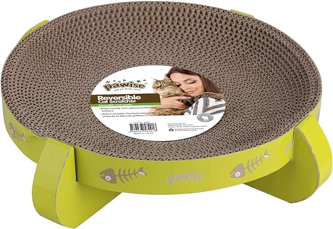 PAWISE Cat Scratcher Cardboard Reversible Kitty Scratching Pad Lounge Relaxing Bowl Pad