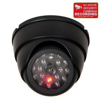 VideoSecu Fake Dummy Security Camera Simulated Infrared IR LED CCTV Surveillance Fake Dome Camera with Blinking Light ,Security Warning Sticker AA3