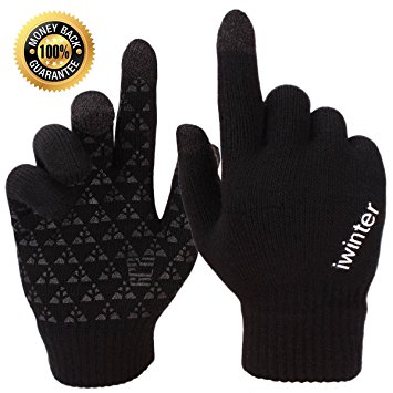 Achiou Winter Warm Touchscreen Gloves for Women Men Knit Wool Lined Texting