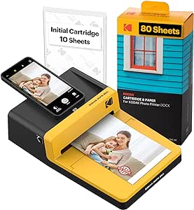 KODAK Dock ERA Plus 4PASS Instant Portable Photo Printer (4x6) (Printer   Initial 10 Sheets   80 Sheets)