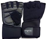 Weight Lifting Gloves with Premium Leather Palm and Adjustable Wrist Support Ideal for Crossfit Gym Fitness and your daily Workout
