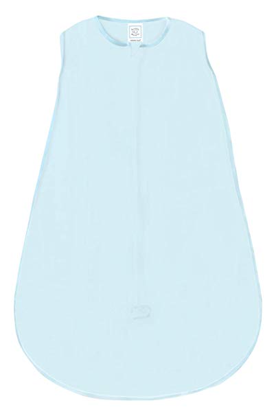 SwaddleDesigns Cotton Sleeping Sack with 2-Way Zipper, Pastel Blue, Medium