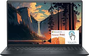 Dell Inspiron 15 Laptop, 15.6" Full HD Touchscreen Business & Student Laptop Computer, AMD Ryzen 5 7530U 6-Core Processor, 32GB RAM 1TB SSD, Windows 11 Laptop with 1 Year Microsoft 365, Carbon Black