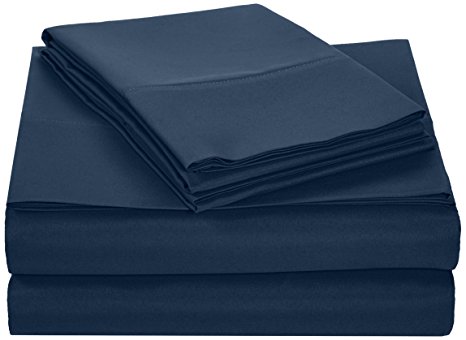 AmazonBasics Microfiber Sheet Set - King, Navy Blue