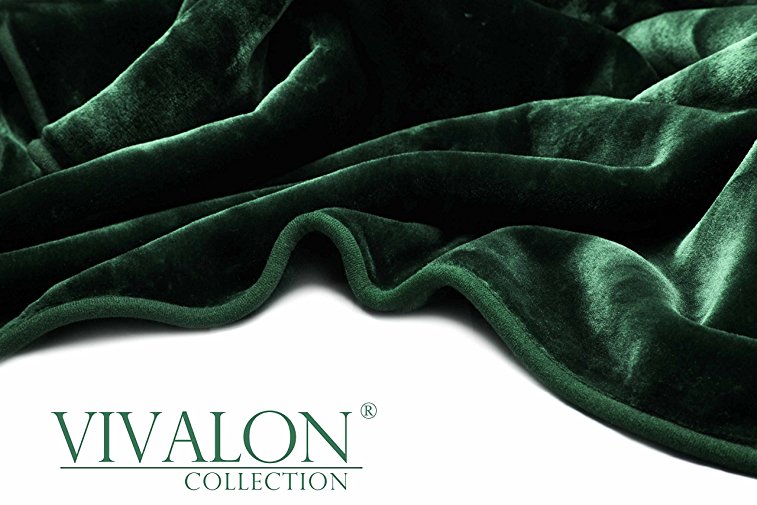 VIVALON Solid Color Ultra Silky Soft Heavy Duty Quality Korean Mink Reversible Blanket 9 lbs King Hunter Green