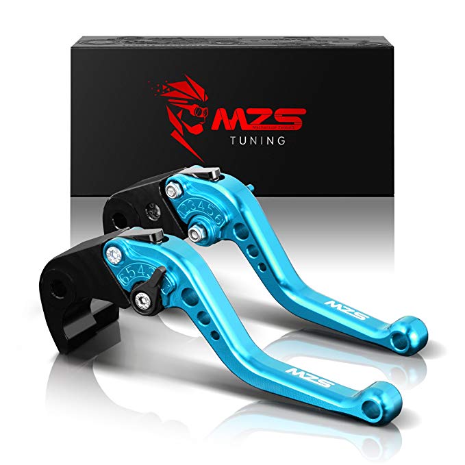MZS Short Brake Clutch Levers for Honda GROM MSX125 2014-2018/ CBR250R 11-13/ CBR300R CB300F CB300FA 14-17/ CB300R 2018-2019/ CB400F CB400R 13-15/ CBR500R CB500F CB500X 13-18/ Monkey 125 18-19 Blue