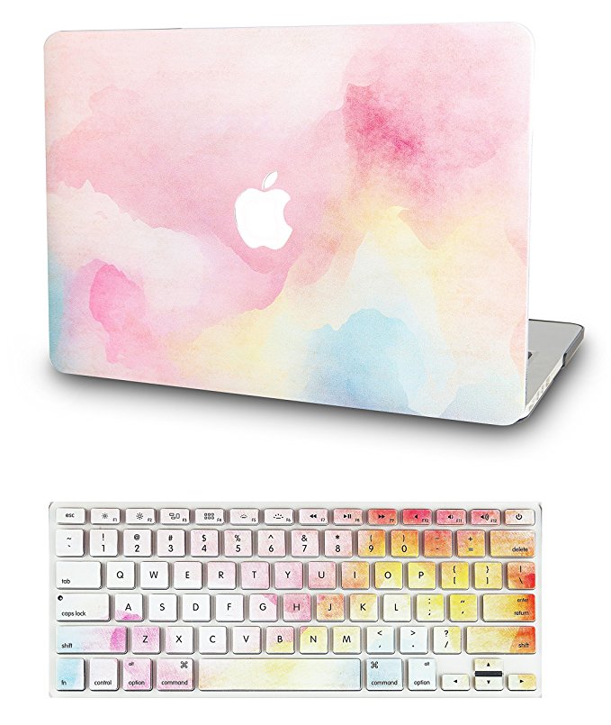 KEC MacBook Pro 13 Case 2017 & 2016 w/ Keyboard Cover Plastic Hard Shell Rubberized A1706/A1708 Touch Bar (Rainbow Mist)