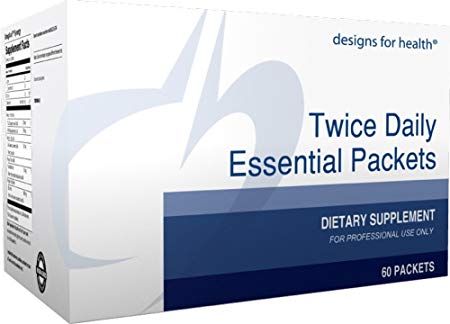 Designs for Health Twice Daily Essential Packets - Daily Multivitamin   Minerals Packs with OmegAvail Fish Oil, Calcium Malate   Magnesium Malate (60 Packets)