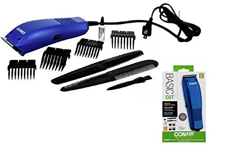 CONAIR Basic Cut Home Hair Cutting Clippers 10 PC Set Barber Kit HC99FD-BLUE (BLUE)