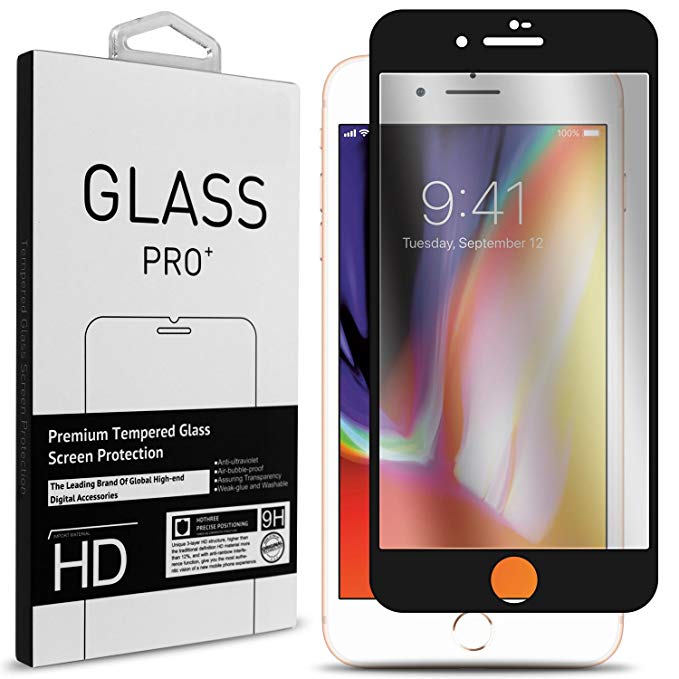 CoverON InvisiGuard Series For Apple iPhone 8 Plus Glass Screen Protector, Apple iPhone 7 Plus Glass Screen Protector, Full Coverage Slim Fit Premium Tempered Glass - HD Clear with Black Border